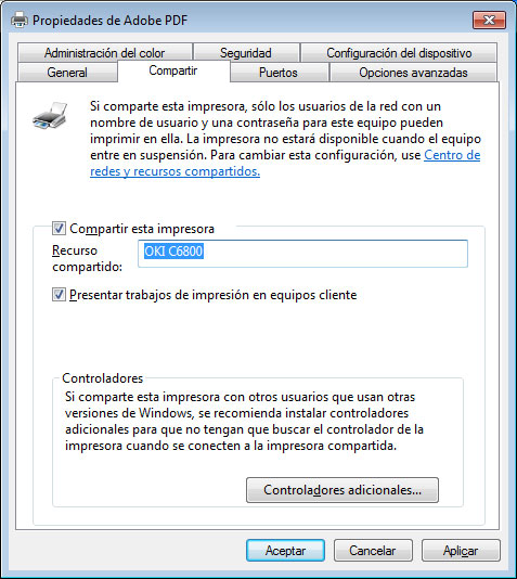 Compartir impresora en red